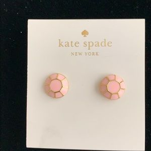Kate Spade stud earrings. Pink w/ gold trim - NEW